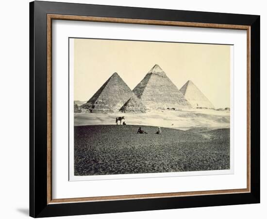 'The Pyramids of El-Geezeh from the South West', Egypt, 1858-Francis Frith-Framed Photographic Print