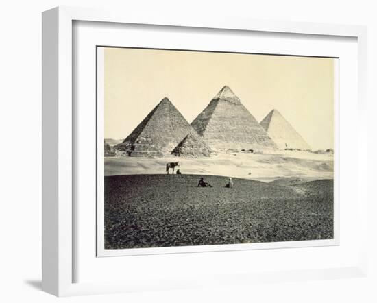 'The Pyramids of El-Geezeh from the South West', Egypt, 1858-Francis Frith-Framed Photographic Print