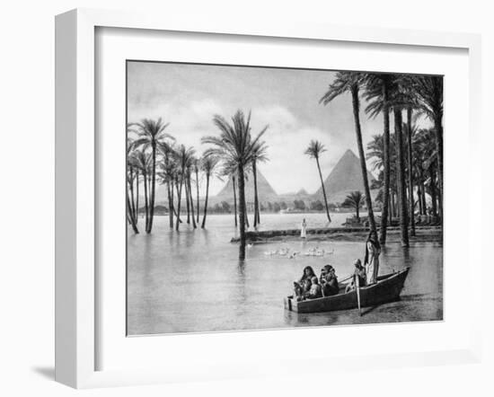 The Pyramids of Giza During a Flood, Cairo, Egypt, C1920S-null-Framed Giclee Print