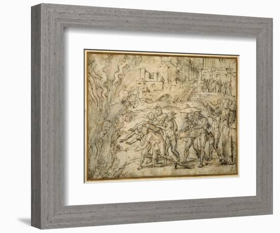 The Pyre Raised before Hannibal's Troops at the Fall of Saguntum-Girolamo Romanino-Framed Giclee Print