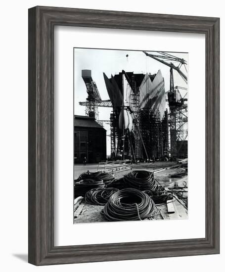 The Q4 Ship Being Built at the John Brown Shipyard, 1967-null-Framed Photographic Print