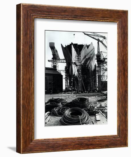 The Q4 Ship Being Built at the John Brown Shipyard, 1967-null-Framed Photographic Print