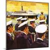 The Qe2 Arriving in the Port of New York on Manhattan Island-English School-Mounted Giclee Print