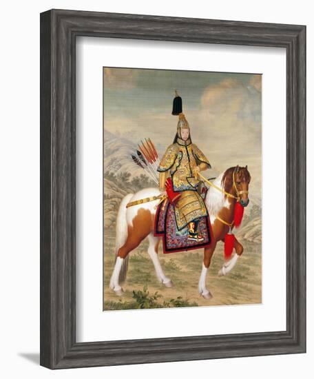 The Qianlong Emperor in Ceremonial Armour on Horseback-Giuseppe Castiglione-Framed Giclee Print