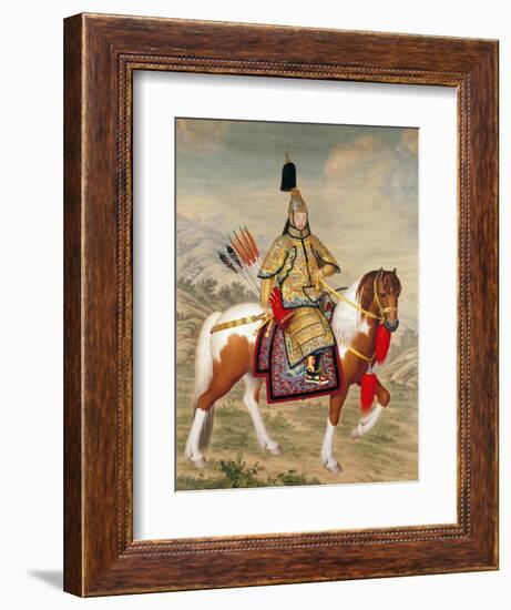 The Qianlong Emperor in Ceremonial Armour on Horseback-Giuseppe Castiglione-Framed Giclee Print