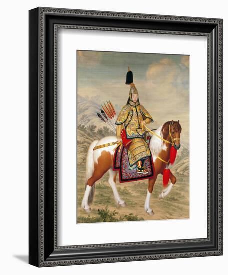 The Qianlong Emperor in Ceremonial Armour on Horseback-Giuseppe Castiglione-Framed Giclee Print