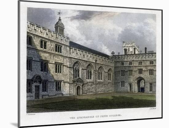 The Quadrangle of Jesus College, Oxford University, C1830S-John Le Keux-Mounted Giclee Print