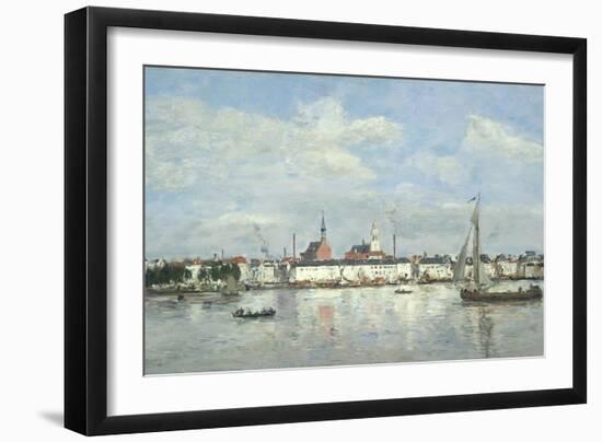 The Quay at Antwerp, 1874 (Oil on Panel)-Eugene Louis Boudin-Framed Giclee Print