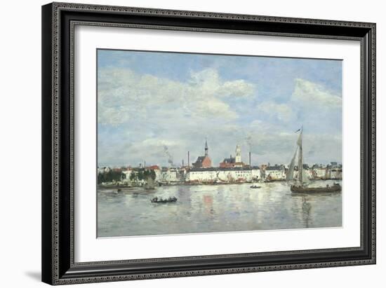 The Quay at Antwerp, 1874 (Oil on Panel)-Eugene Louis Boudin-Framed Giclee Print