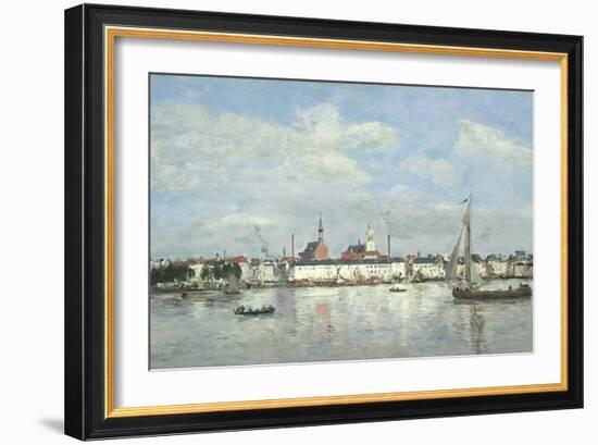 The Quay at Antwerp, 1874 (Oil on Panel)-Eugene Louis Boudin-Framed Giclee Print