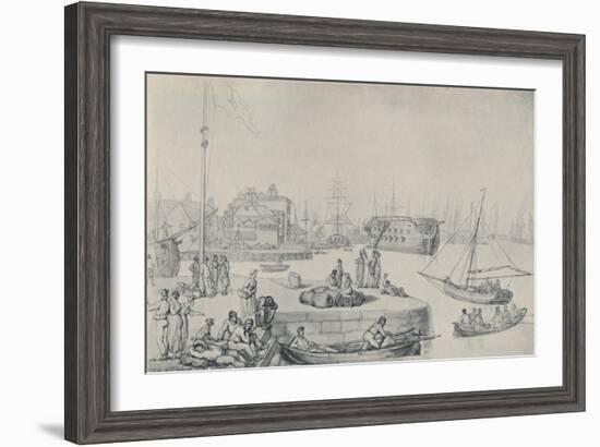 'The Quay, Blackwall Docks', 1810', (1920)-Thomas Rowlandson-Framed Giclee Print