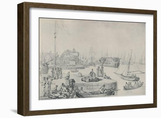 'The Quay, Blackwall Docks', 1810', (1920)-Thomas Rowlandson-Framed Giclee Print