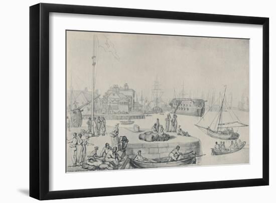 'The Quay, Blackwall Docks', 1810', (1920)-Thomas Rowlandson-Framed Giclee Print