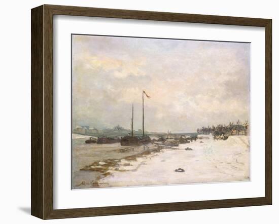 The Quay of the Seine in the Environs of Paris; Quais De La Seine Aux Environs De Paris, 1873-Jean Baptiste Armand Guillaumin-Framed Giclee Print