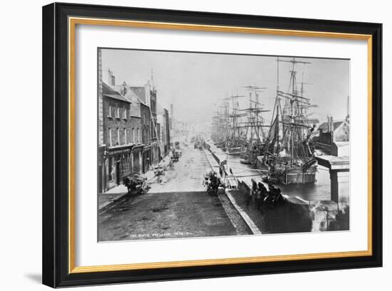 The Quays, Drogheda, with Waterside Idlers Content to Watch the Photographer at Work, C.1885-Robert French-Framed Giclee Print