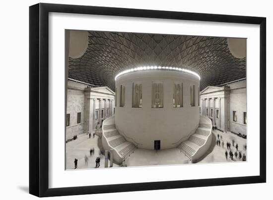 The Queen Elizabeth Ii Great Court at Night-null-Framed Art Print