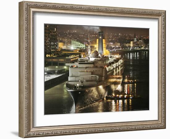 The Queen Elizabeth II Prepares to Dock at the Port of New Orleans, Mississippi River, c.2006-Alex Brandon-Framed Photographic Print