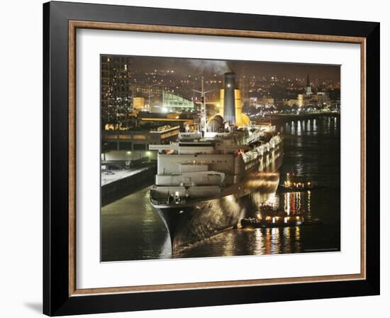 The Queen Elizabeth II Prepares to Dock at the Port of New Orleans, Mississippi River, c.2006-Alex Brandon-Framed Photographic Print