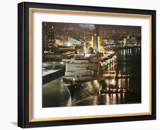 The Queen Elizabeth II Prepares to Dock at the Port of New Orleans, Mississippi River, c.2006-Alex Brandon-Framed Photographic Print