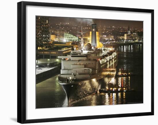 The Queen Elizabeth II Prepares to Dock at the Port of New Orleans, Mississippi River, c.2006-Alex Brandon-Framed Photographic Print