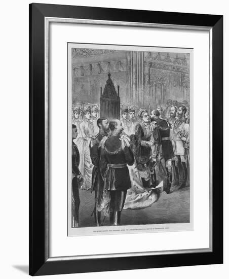 The Queen Kissing Her Children after the Jubilee Thanksgiving Service in Westminster Abbey-null-Framed Giclee Print