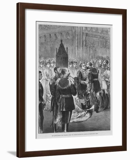 The Queen Kissing Her Children after the Jubilee Thanksgiving Service in Westminster Abbey-null-Framed Giclee Print