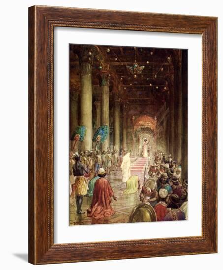 The Queen of Sheba visits King Solomon - Bible-William Brassey Hole-Framed Giclee Print