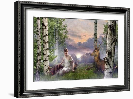 The Queen of the Forest (morning), 2021, (digital collage)-Trygve Skogrand-Framed Giclee Print