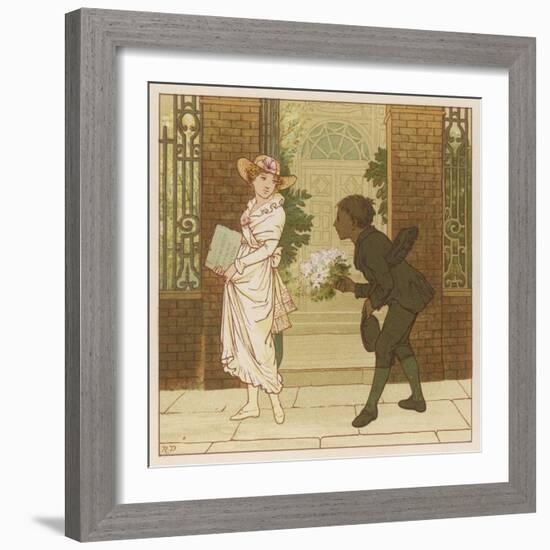 The Queen of the May is Presented with a Bouquet of Flowers by a Chimney Sweep-Robert Dudley-Framed Art Print