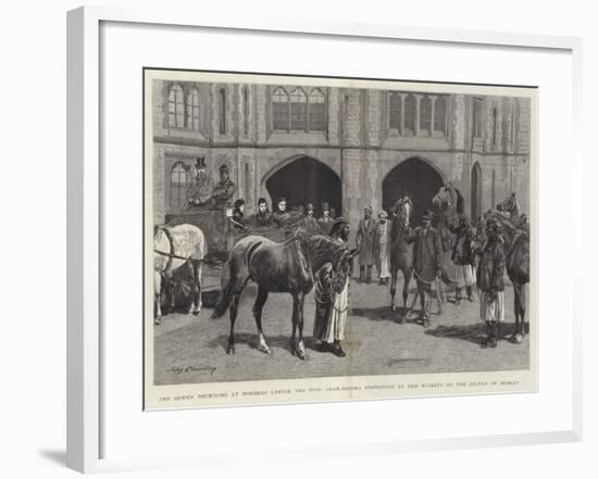 The Queen Receiving at Windsor Castle the Five Arab Horses Presented to Her Majesty by the Sultan o-John Charlton-Framed Giclee Print