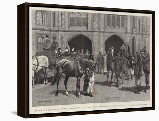 The Queen Receiving at Windsor Castle the Five Arab Horses Presented to Her Majesty by the Sultan o-John Charlton-Framed Premier Image Canvas