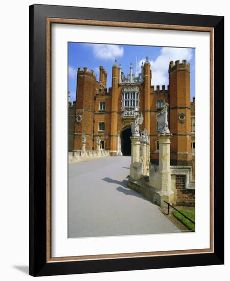 The Queen's Beasts on the Bridge Leading to Hampton Court Palace, Hampton Court, London, England-Walter Rawlings-Framed Photographic Print