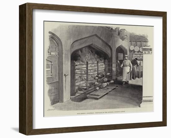 The Queen's Christmas, Fireplace in the Kitchen, Windsor Castle-William 'Crimea' Simpson-Framed Giclee Print