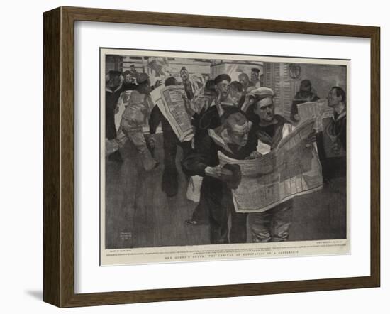 The Queen's Death, the Arrival of Newspapers on a Battleship-Frank Craig-Framed Giclee Print