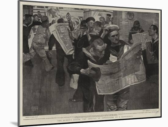 The Queen's Death, the Arrival of Newspapers on a Battleship-Frank Craig-Mounted Giclee Print