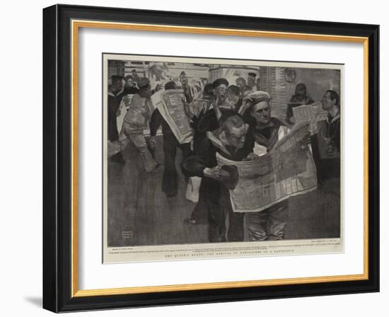 The Queen's Death, the Arrival of Newspapers on a Battleship-Frank Craig-Framed Giclee Print