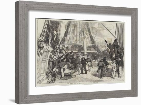 The Queen's Visit to Cherbourg, Piping Hands to Man Yards-null-Framed Giclee Print