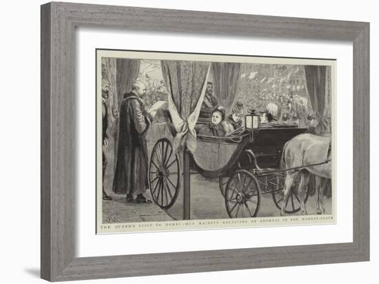 The Queen's Visit to Derby, Her Majesty Receiving an Address in the Market-Place-Robert Barnes-Framed Giclee Print