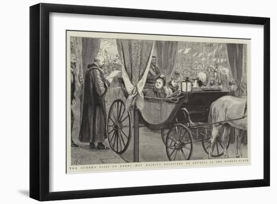 The Queen's Visit to Derby, Her Majesty Receiving an Address in the Market-Place-Robert Barnes-Framed Giclee Print