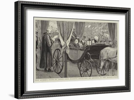 The Queen's Visit to Derby, Her Majesty Receiving an Address in the Market-Place-Robert Barnes-Framed Giclee Print