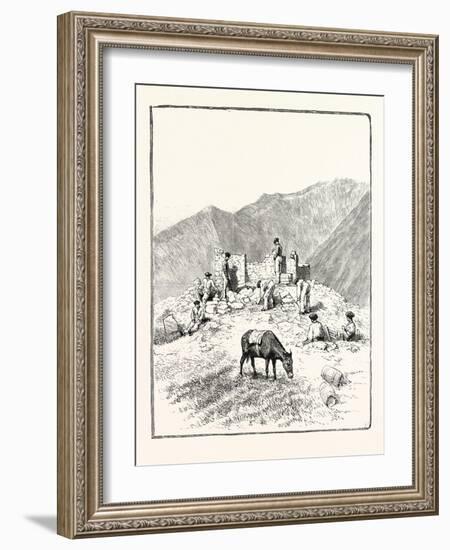 The Queen's Visit to Grasse the Twenty-Fifth Battalion of Chasseurs À Pied at Work Among the Mounta-null-Framed Giclee Print