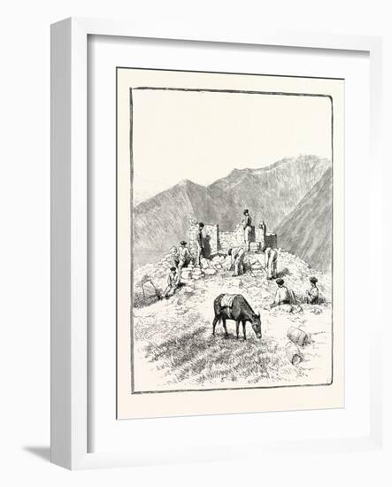 The Queen's Visit to Grasse the Twenty-Fifth Battalion of Chasseurs À Pied at Work Among the Mounta-null-Framed Giclee Print
