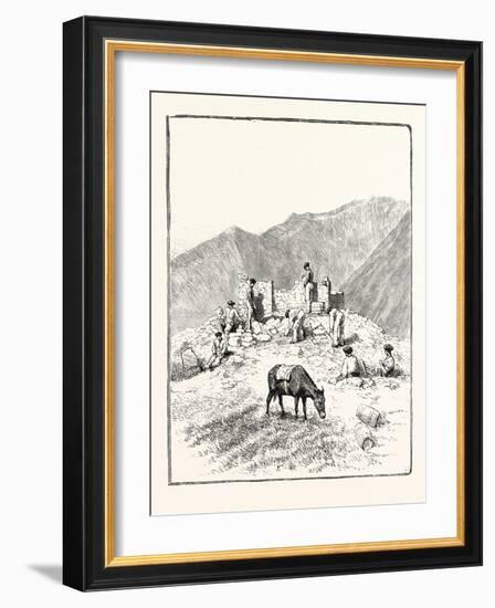 The Queen's Visit to Grasse the Twenty-Fifth Battalion of Chasseurs À Pied at Work Among the Mounta-null-Framed Giclee Print