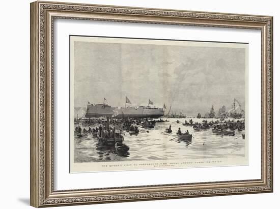 The Queen's Visit to Portsmouth, HMS Royal Arthur Takes the Water-William Lionel Wyllie-Framed Giclee Print