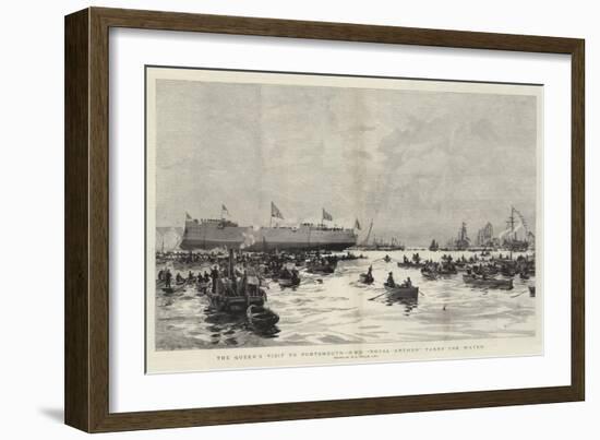 The Queen's Visit to Portsmouth, HMS Royal Arthur Takes the Water-William Lionel Wyllie-Framed Giclee Print