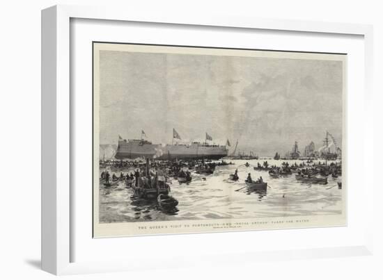 The Queen's Visit to Portsmouth, HMS Royal Arthur Takes the Water-William Lionel Wyllie-Framed Giclee Print