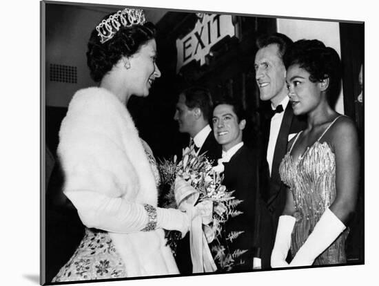 The Queen Talking to Bruce Forsythe and Eartha Kitt. November 1958-null-Mounted Photographic Print