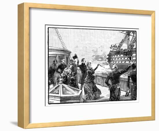 The Queen Waving Farewell to the 'Duke of Wellington' Flagship, C1850s-null-Framed Giclee Print