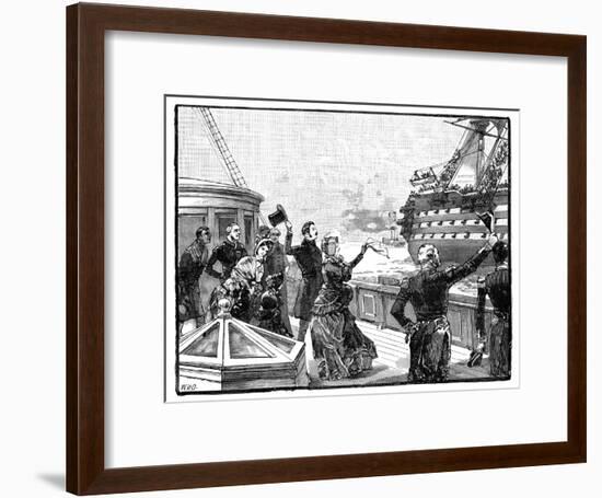 The Queen Waving Farewell to the 'Duke of Wellington' Flagship, C1850s-null-Framed Giclee Print