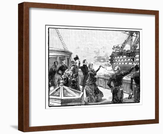 The Queen Waving Farewell to the 'Duke of Wellington' Flagship, C1850s-null-Framed Giclee Print